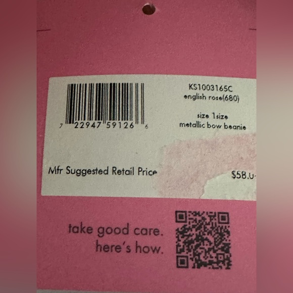 Kate Spade Metallic Bow Knit Beanie in English Rose (Light Pink)